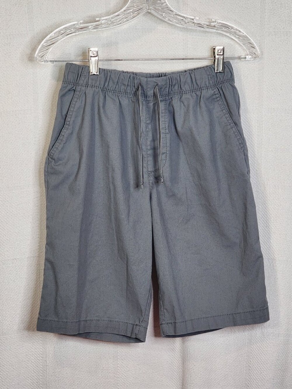 Wonder Nation Grey Cotton Poly Span Elastic Tie Waist Knee Length Shorts XXL 18